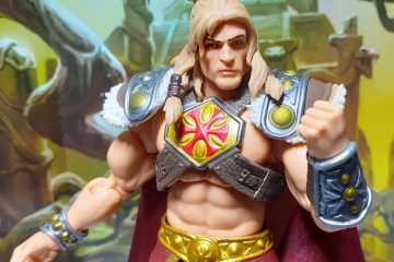 The Chronicles King Grayskull figure posed with it's left fist held up.